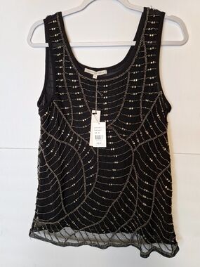 Search for Sanity Black Beaded Sequin Tank Top